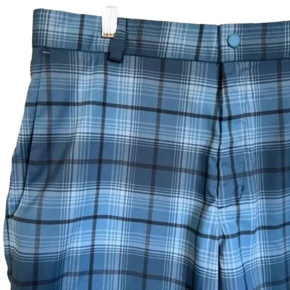 Nike Golf Shorts Mens 34 Blue Athletic Dri-Fit Plaid Flat Front MSRP $69 - Picture 2 of 12